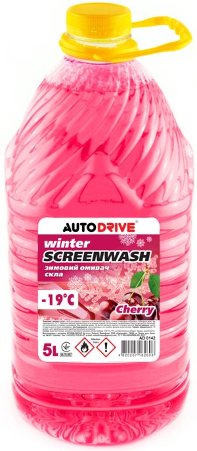 Омивач скла Auto Drive WINTER SCREEN WASH CHERRY -19 °С ПЕТ 5 л (AD0142) - Фото 1