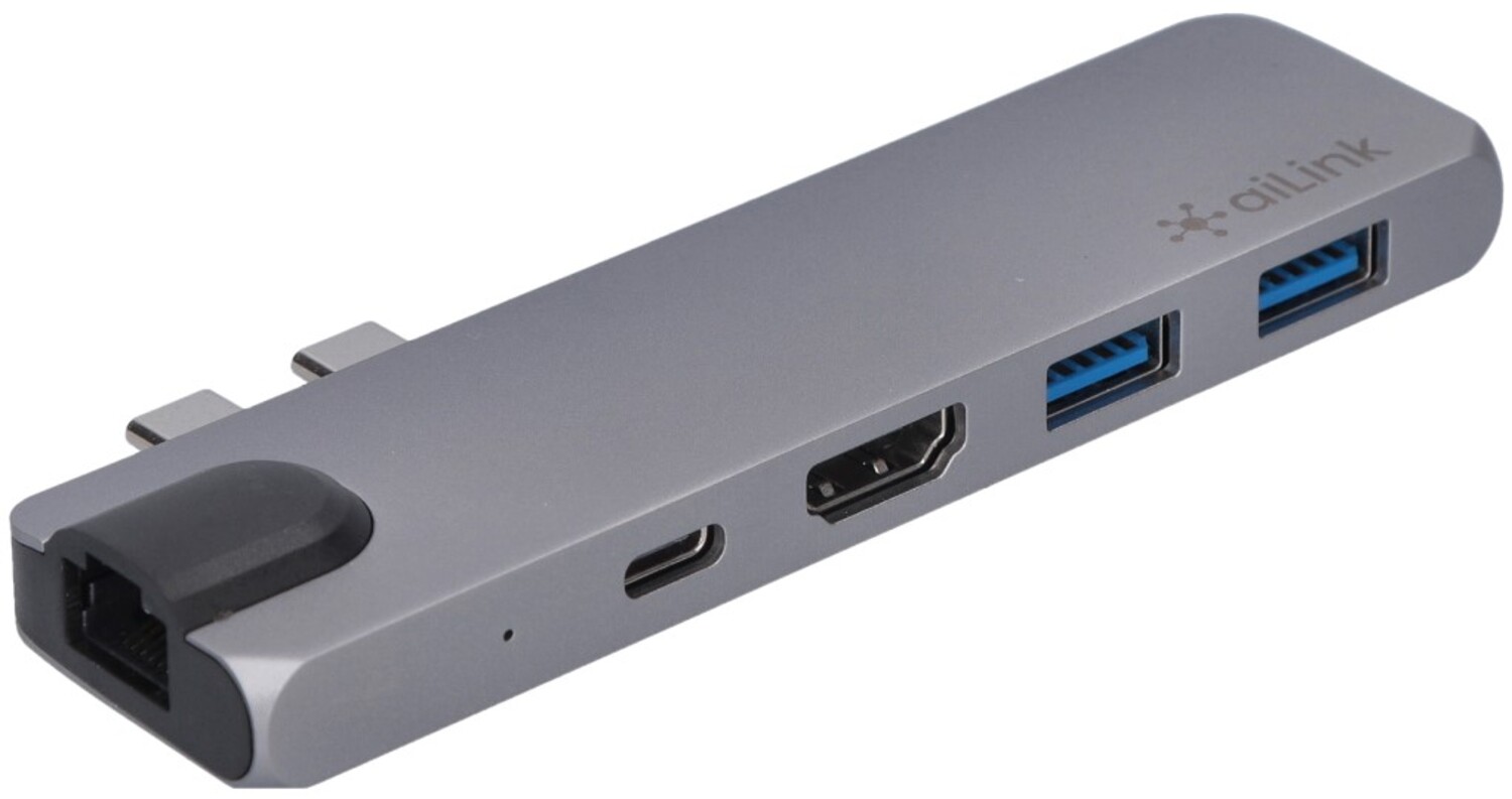 Хаб USB Ailink Aluminium USB-C 4K HDMI Hub Multi Port 7 в 1 Space Grey (AI-DC501_sg) - Фото 1