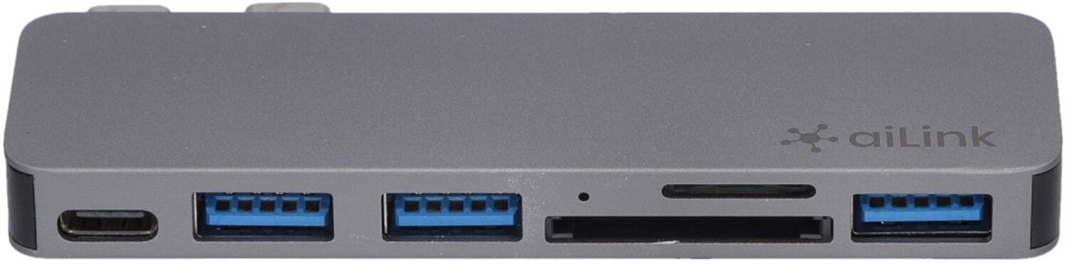 Хаб USB Ailink Aluminium USB-C SD Hub Card Reader Multi Port 6 в 1 Space Grey (AI-DC6_sg) - Фото 1