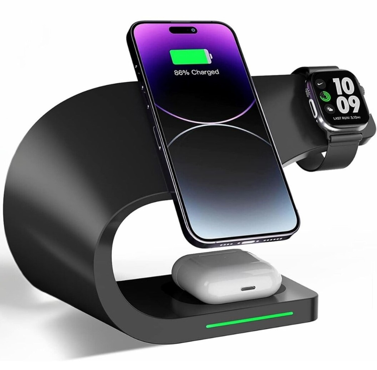 Беспроводное зарядное устройство Ailink Dock Station C-line 4 в 1 Black (AI-DS-C-line-3in1bk) - Фото 1