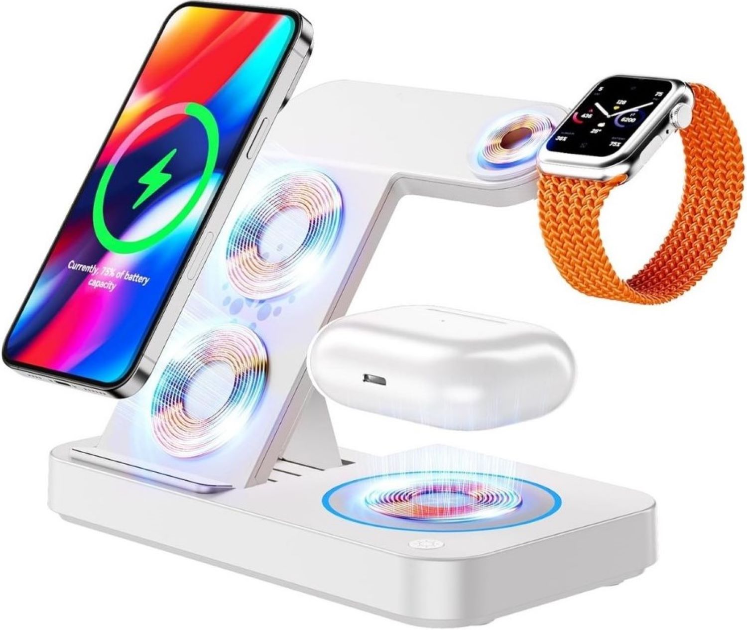 Беспроводное зарядное устройство Ailink Dock Station T-line 4 в 1 White (AI-DS-T-line-4in1wh) - Фото 1