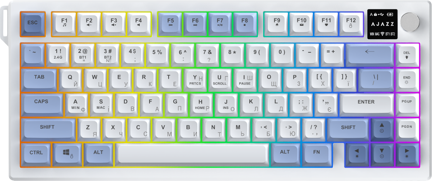 Клавіатура бездротова ігрова Ajazz AF82 (AF82-BW)
