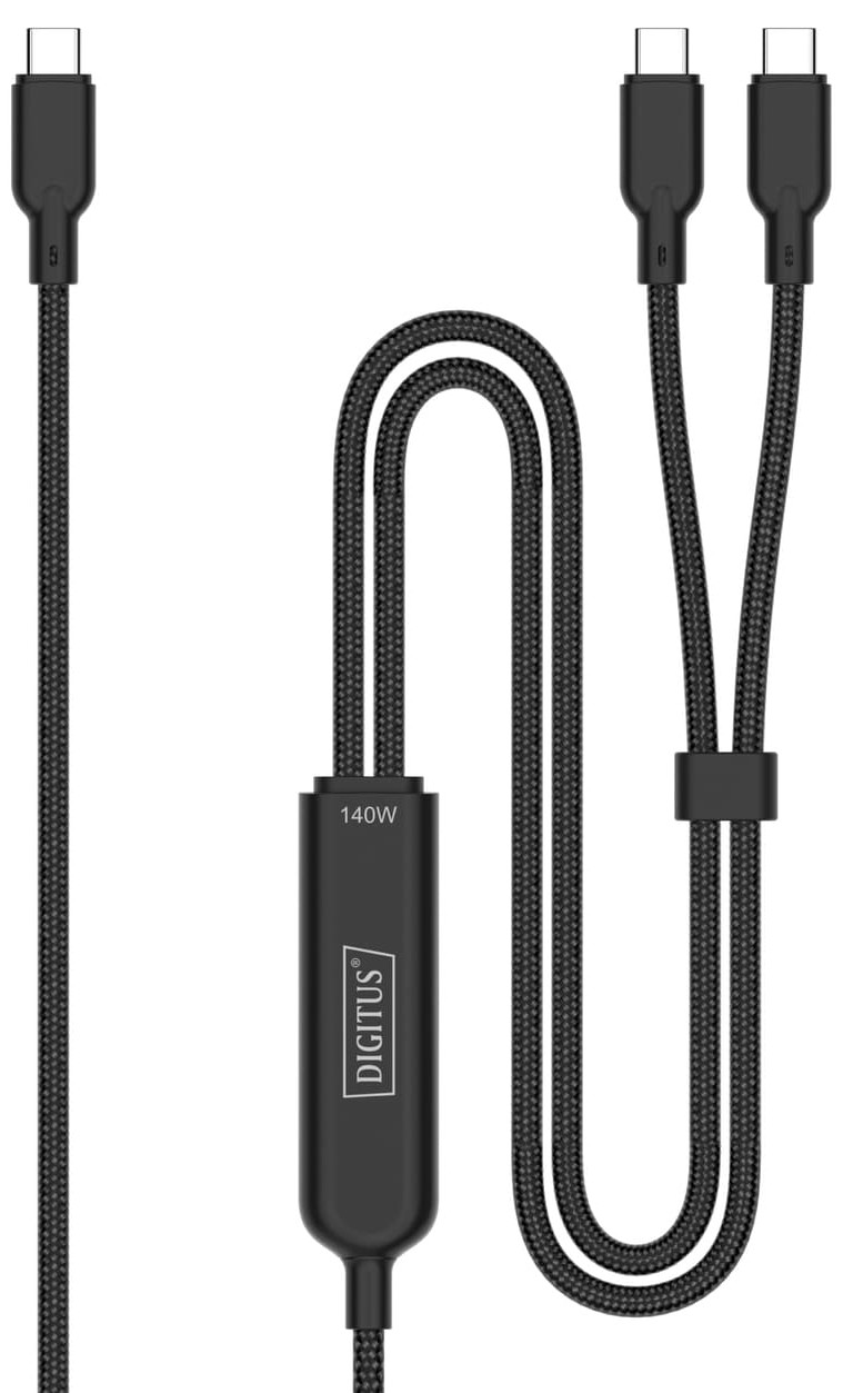 Кабель синхронизации данных Digitus 2xUSB-C USB 2.0 140W 1.8м Black (AK-300170-018-S) - Фото 1