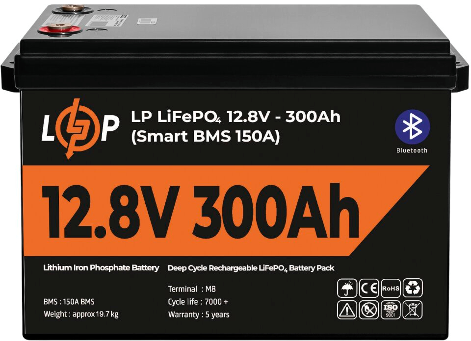 Аккумулятор для ИБП LogicPower 12.8V 300 AH (3840Wh) с BT (Smart BMS 200A) LiFePO4 (LP30383) - Фото 1