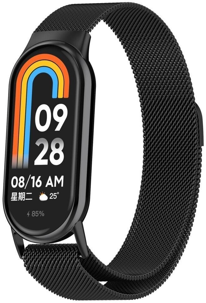 Ремінець для фітнес-браслету BeCover Milanese Style for Xiaomi Mi Smart Band 8 / 9 / 10 Black (714601) - Фото 1