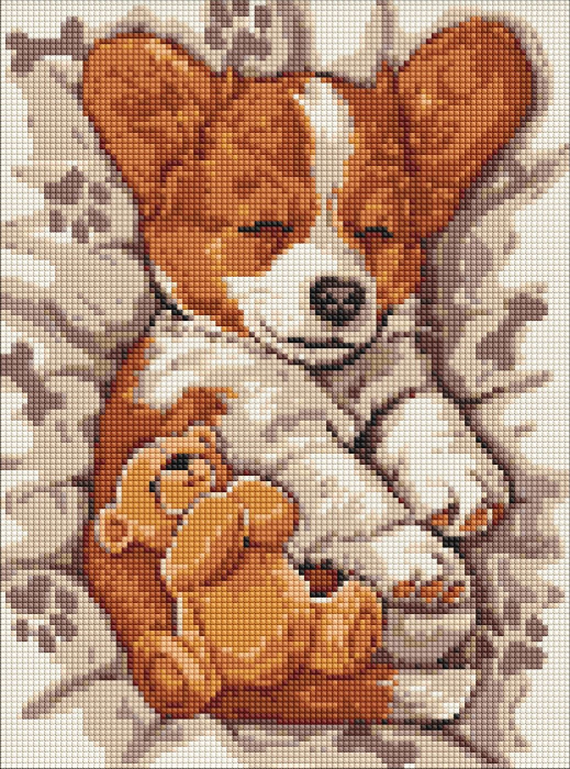 Алмазная живопись Ideyka "Сонный корги" 30x40 см (AMO8044) - Фото 1