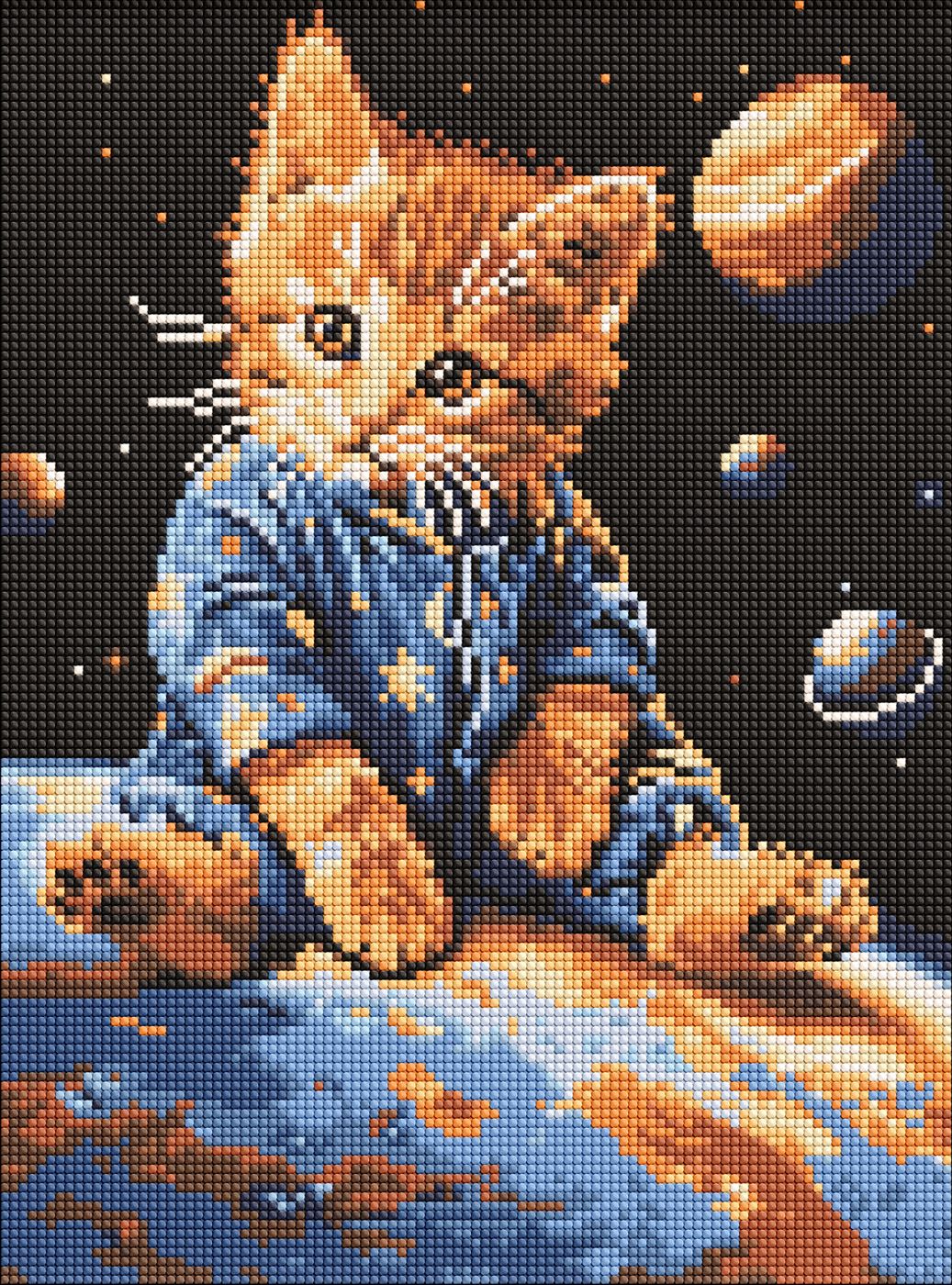 Алмазная живопись Ideyka Звездный котик 30x40 см (AMO8167) - Фото 1