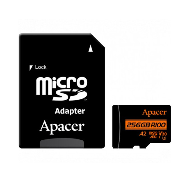 Карта памяти Apacer microSDXC 256GB UHS-I/U3 Class 10 (AP256GMCSX10U8-R) + SD адаптер - Фото 1