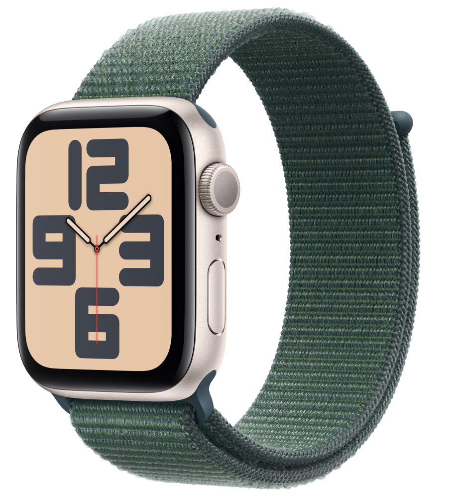 Смарт-часы Apple Watch SE GPS 44mm Starlight Aluminium Case with Lake Green Sport Loop - Фото 1