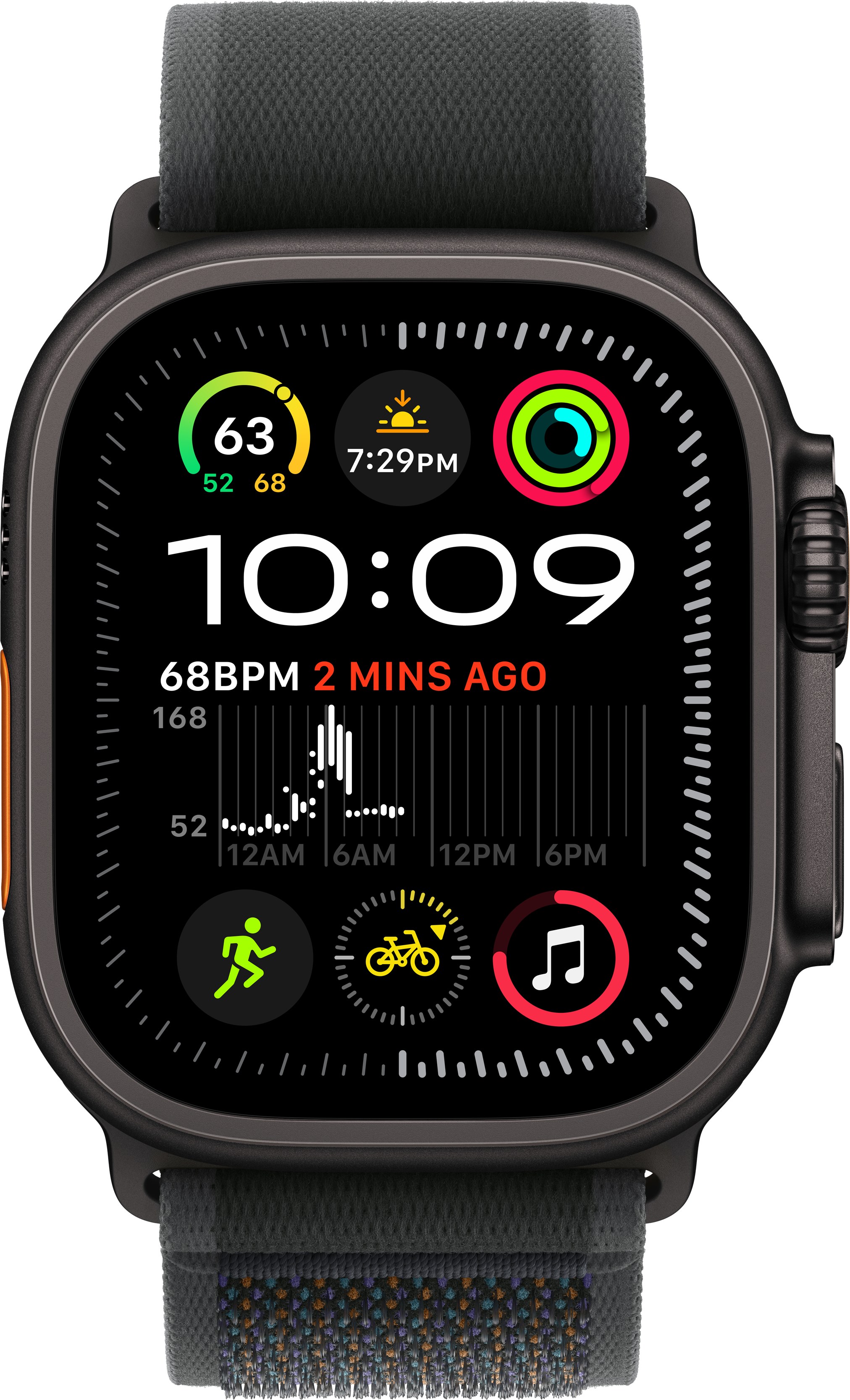 Ремінець для смарт-годинника Apple 49mm Black Trail Loop - S/M - Natural Titanium Finish (MXTQ3ZM/A) - Фото 1