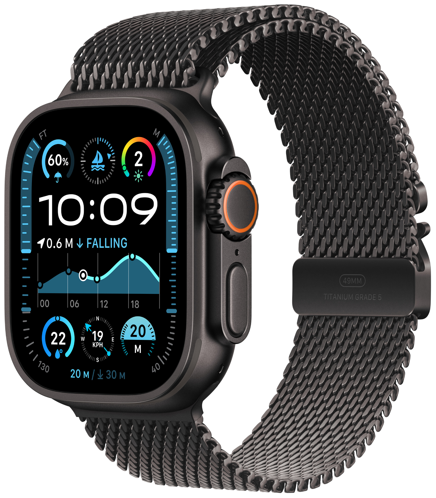Смарт-часы Apple Watch Ultra 2 GPS 49mm Black Titanium Case with Black Titanium Milanese Loop - M - Фото 1