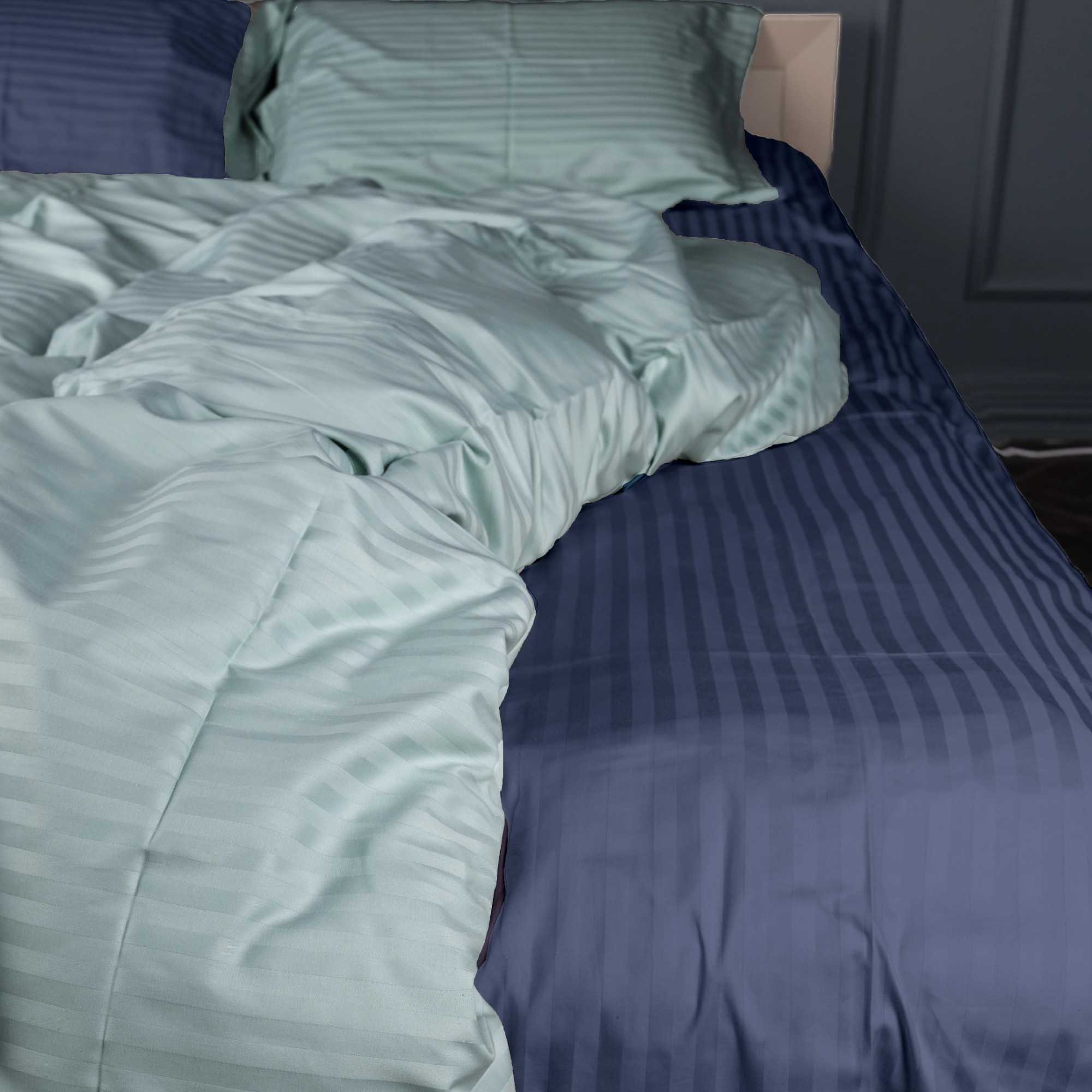 Комплект постельного белья детский MirSon Satin Stripe 30-0020 + 30-0015 Arabaji 110х140 (2200005247563) - Фото 1