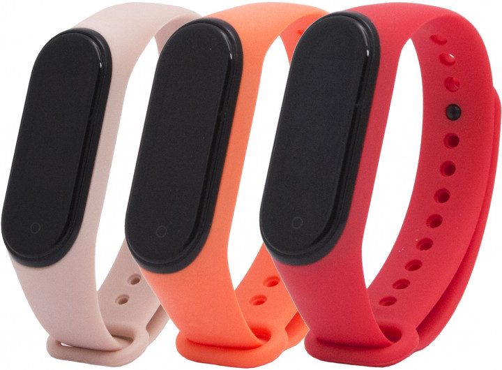 Ремешок для фитнес-браслета Armorstandart for Xiaomi Mi Band 4/3 Orange/Pink Sand/Red комплект 3 шт. (ARM56670) - Фото 1