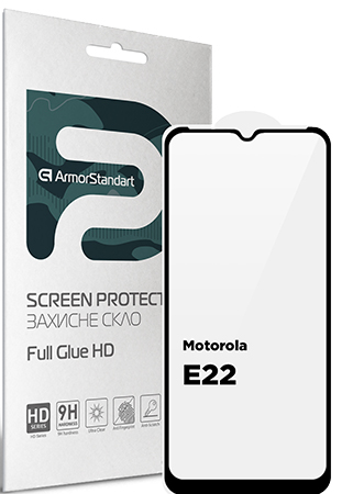 Защитное стекло для смартфона Armorstandart Full Glue HD for Motorola E22 Black (ARM67051) - Фото 1