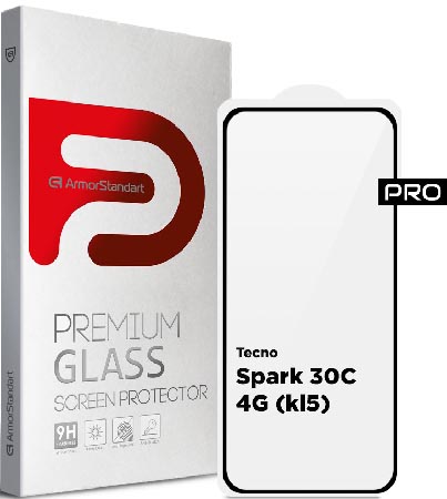 Защитное стекло для смартфона Armorstandart Pro forTecno Spark 30C 4G (kl5) Black (ARM81169) - Фото 1