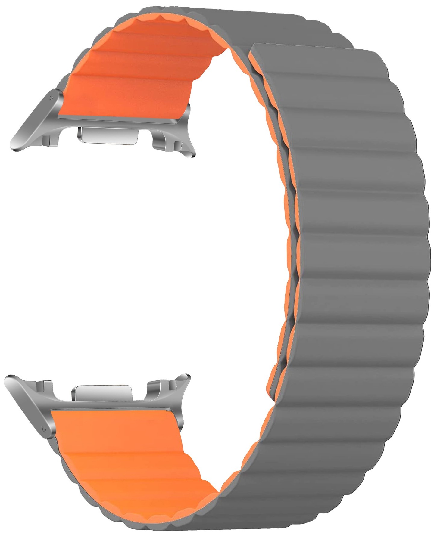 Ремешок для смарт-часов Armorstandart MagLink for Samsung Galaxy Watch 8 / 8 Classic Grey Orange (silver connector) (ARM89078) - Фото 1