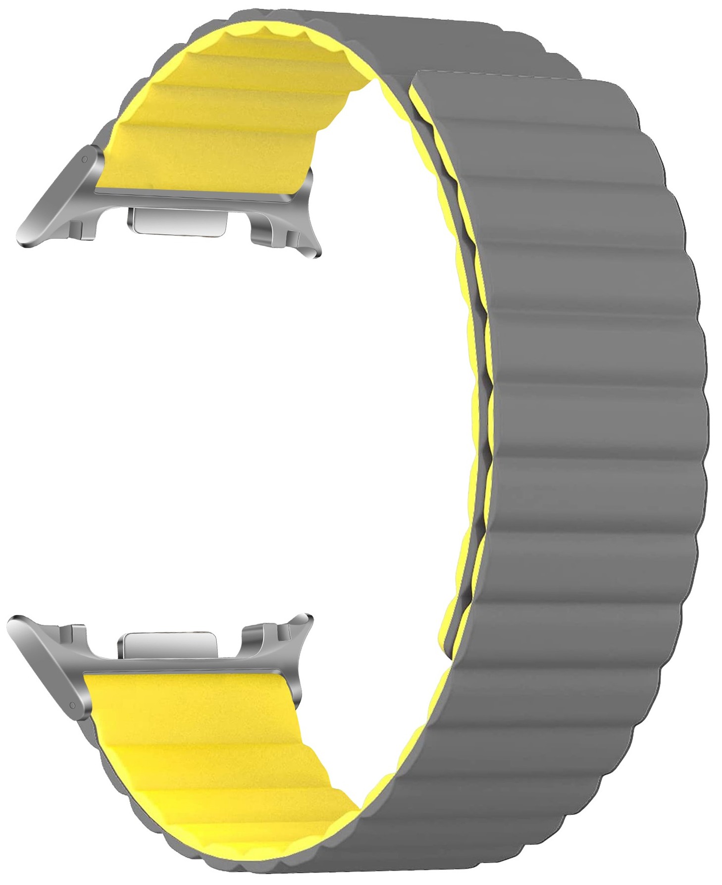 Ремінець для смарт-годинника Armorstandart MagLink 
for Samsung Galaxy Watch 8 / 8 Classic Grey Yellow (silver connector) (ARM89079) - Фото 1