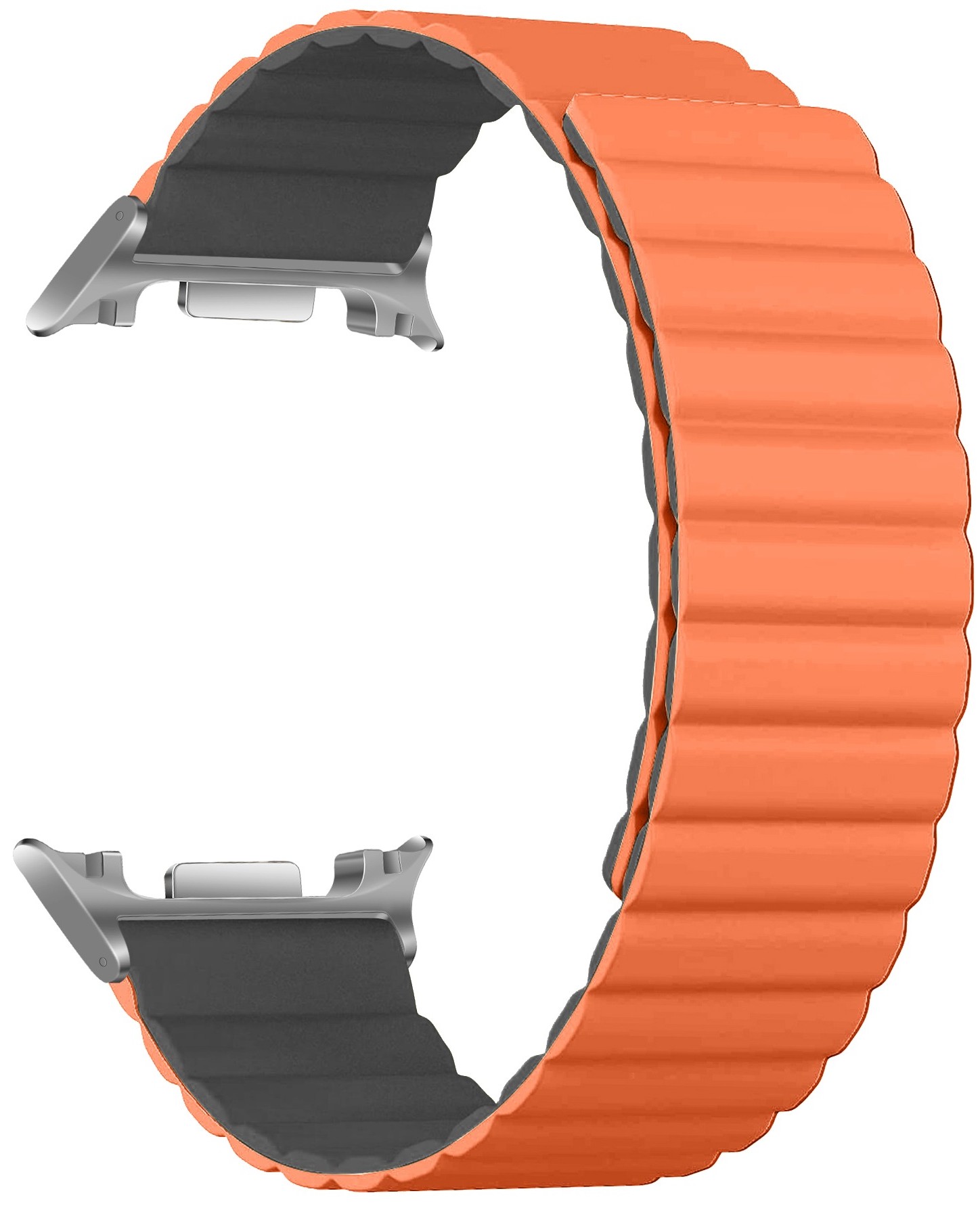 Ремінець для смарт-годинника Armorstandart MagLink 
for Samsung Galaxy Watch 8 / 8 Classic Orange Grey (silver connector) (ARM89080) - Фото 1