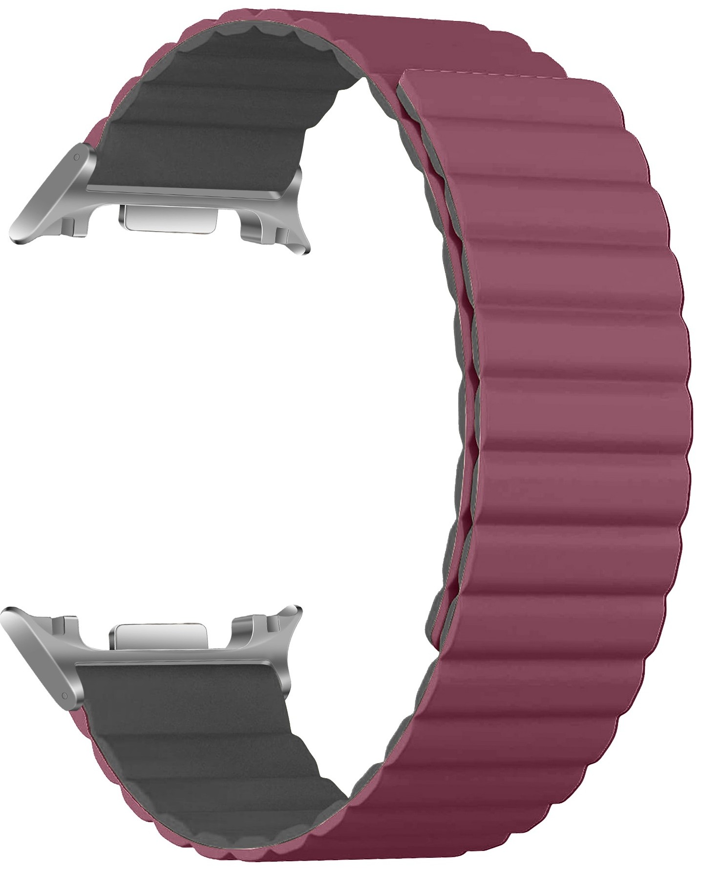 Ремінець для смарт-годинника Armorstandart MagLink 
for Samsung Galaxy Watch 8 / 8 Classic Wine Red Grey (silver connector) (ARM89081) - Фото 1