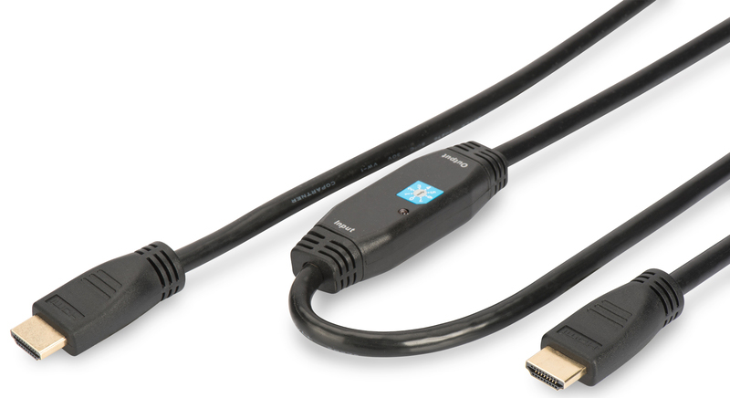 Кабель HDMI Assmann HDMI High speed с усилителем (AM/AM) 30m Black (AK-330105-300-S) - Фото 1