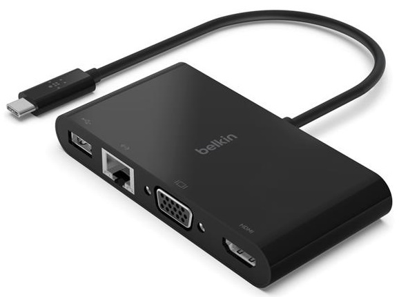 Хаб USB Belkin USB-C - Ethernet, HDMI, VGA, USB-A Black (AVC005BTBK) - Фото 1