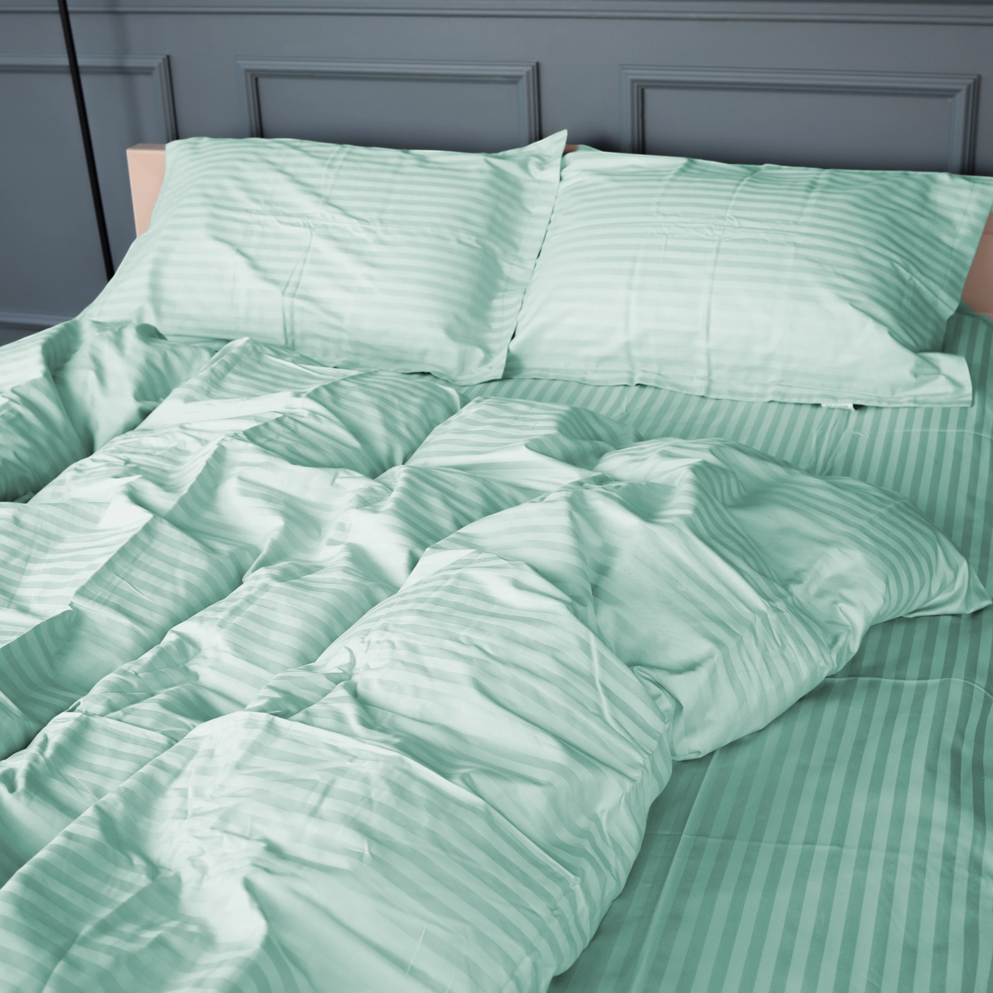 Комплект постільної білизни дитячий MirSon Satin Stripe 30-0013 Azure 110х140 (2200005246221) - Фото 1