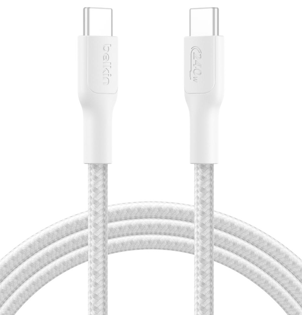 Кабель синхронизации данных Belkin USB-C > USB-C 2m 240Вт, Type-C White (CAB025HQ2MWH) - Фото 1