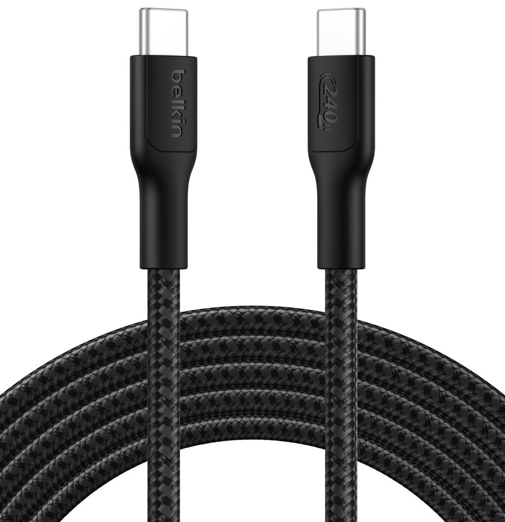 Кабель синхронизации данных Belkin USB-C > USB-C 3m 240Вт, Type-C Black (CAB025HQ3MBK) - Фото 1