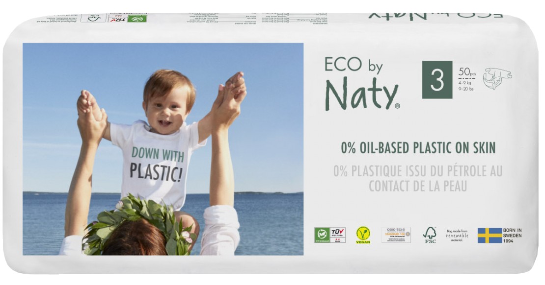 Одноразовые подгузники Eco By Naty Органические Размер 3 (4-9 кг) 50 шт. (178426) - Фото 1