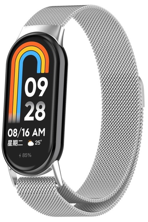 Ремінець для фітнес-браслету BeCover Milanese Style for Xiaomi Mi Smart Band 8 / 9 / 10 Silver (714602) - Фото 1
