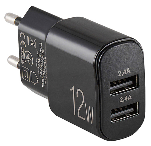 Мережевий зарядний пристрій Brevia ePower 12W 2xUSB-A (45012DUB) - Фото 1