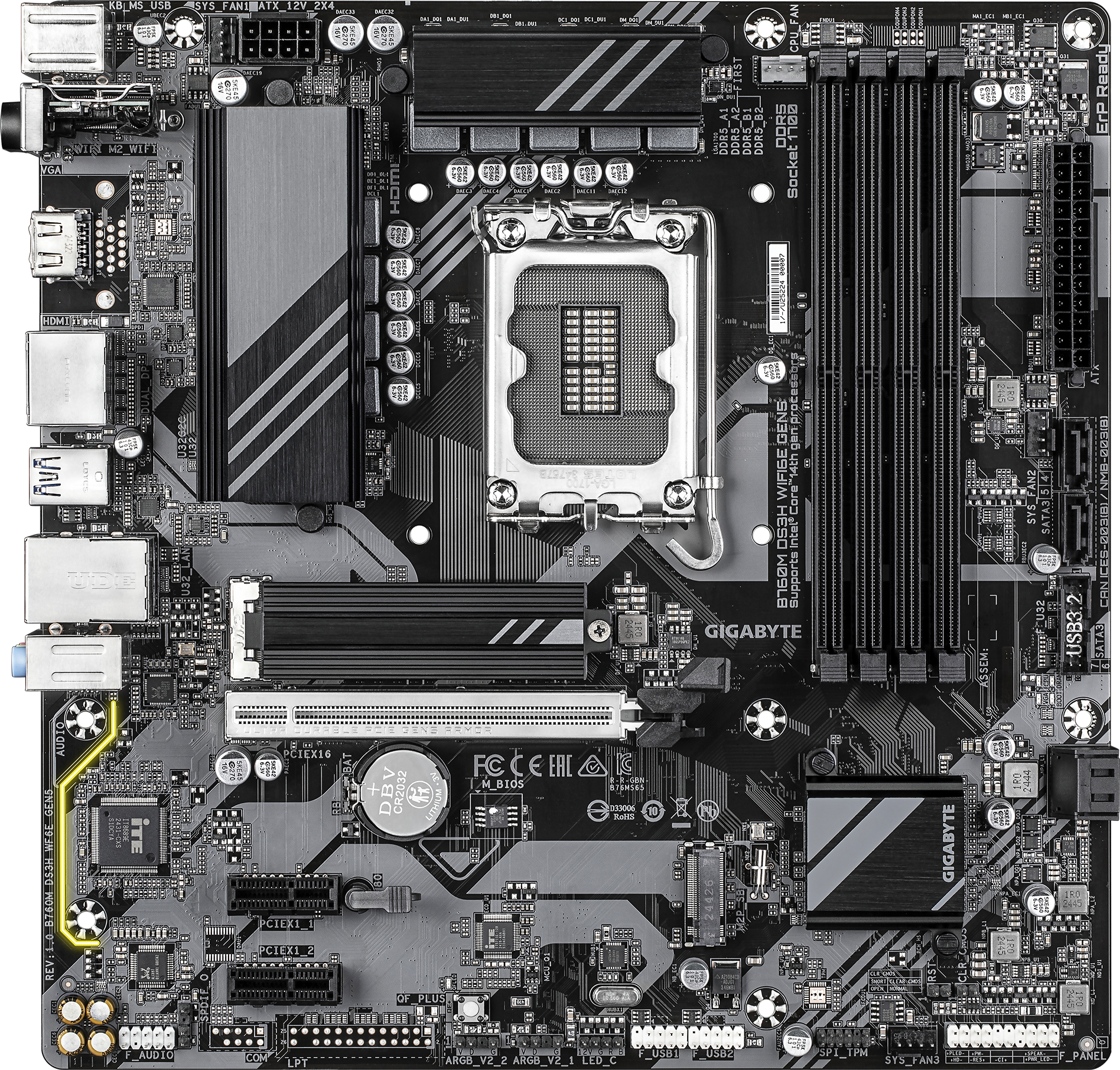 Материнська плата Gigabyte B760M DS3H WIFI6E GEN5 DDR5 - Фото 1