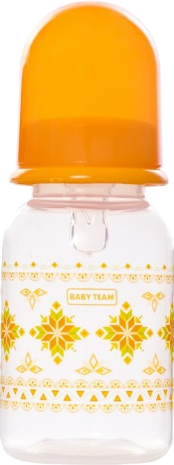 Бутылочка для кормления Baby Team с силиконовой соской, 125 мл. (1400_оранжевый) - Фото 1