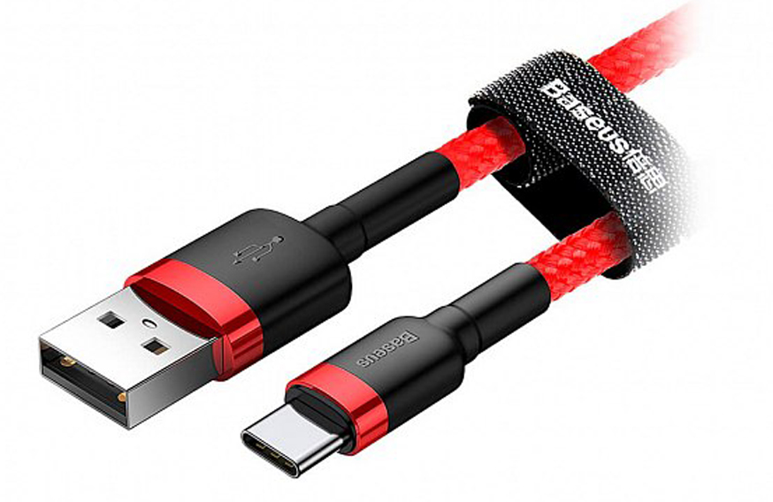 Кабель синхронизации данных Baseus Сafule Cable USB For Type-C 3A 2m Red-Red (CATKLF-C09) - Фото 1