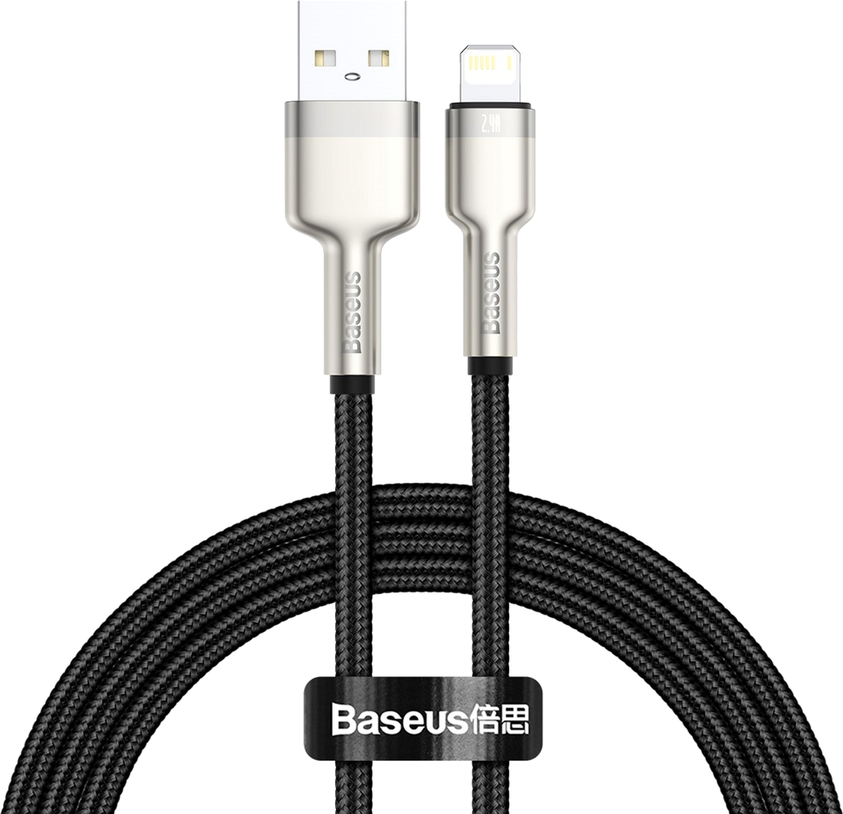 Кабель синхронизации данных Baseus Cafule Metal USB-Lightning 2m Black (CALJK-B01) - Фото 1