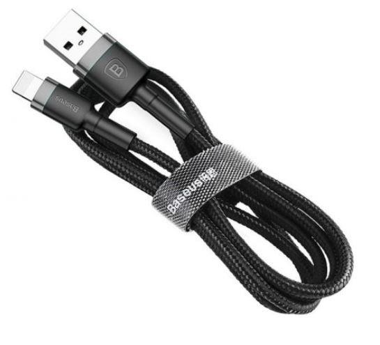 Кабель синхронизации данных Baseus Cafule USB to Lightning 2.4A 0.5м Black/Grey - Фото 1