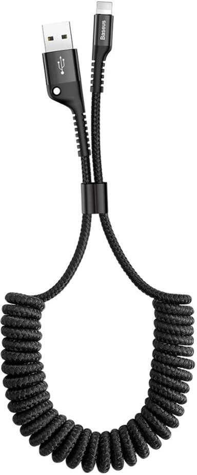 Кабель синхронизации данных Baseus Fish Eye Spring Data USB to Lightning 1m Black (CALSR-01) - Фото 1