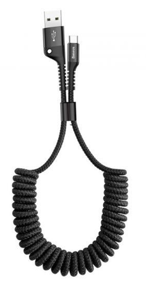Кабель синхронизации данных Baseus Fish Eye Spring Data USB to Type-C 1m Black (CATSR-01) - Фото 1