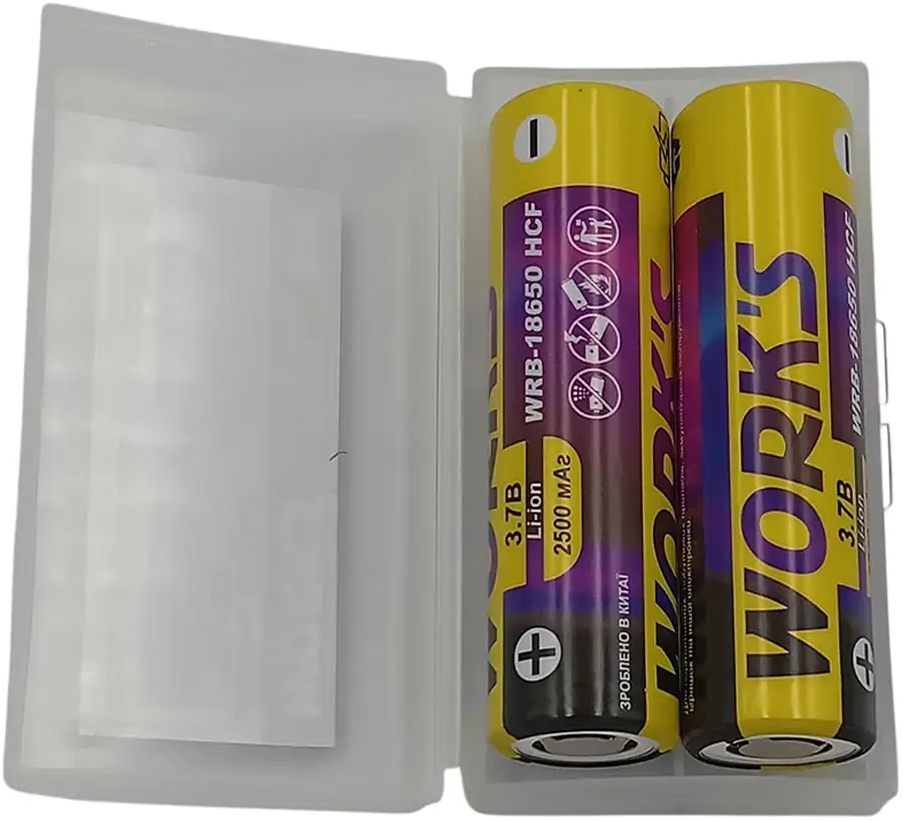 Аккумулятор тип 18650 Works Li-ion WRB-18650 HCF 2500mAh 25A с защитой 2 шт. (146829) - Фото 1
