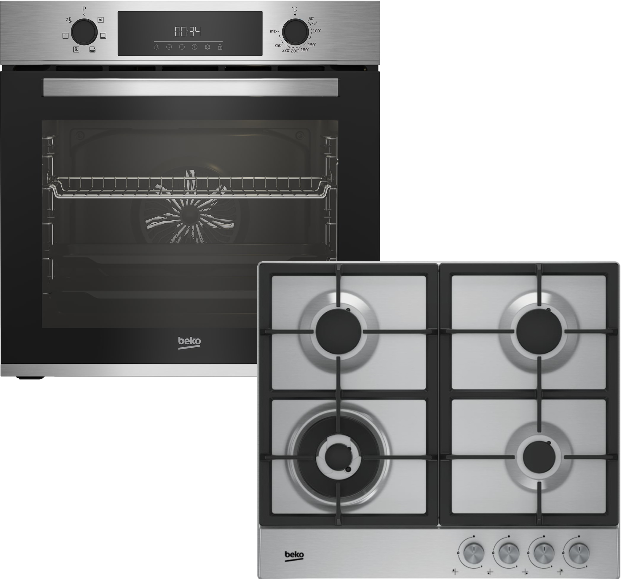 Комплект техники Beko Духовой шкаф + Варочная панель Beko BBIE123002XD + HIAW64225SX - Фото 1