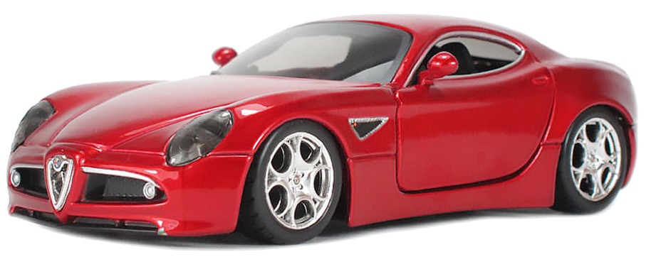 Коллекционная машинка 1:32 Bburago Alfa 8C Competizione (2007) (красный металлик, 1:32) (18-43004) - Фото 1