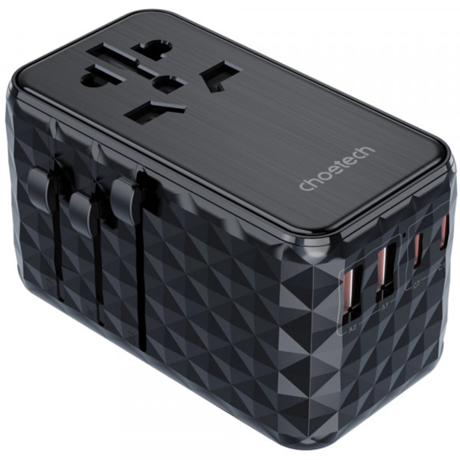 Сетевое зарядное устройство Choetech 4xUSB 100W PD 2хUSB-C+2хUSB-A сharger diamond model Black (PD6028-BK) - Фото 1