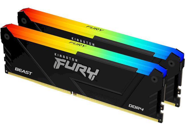 Память DDR Kingston Fury Beast RGB Black DDR4-3600 32GB (2x16GB) CL18-22-22 1.35V XMP (KF436C18BB2AK2/32) - Фото 1