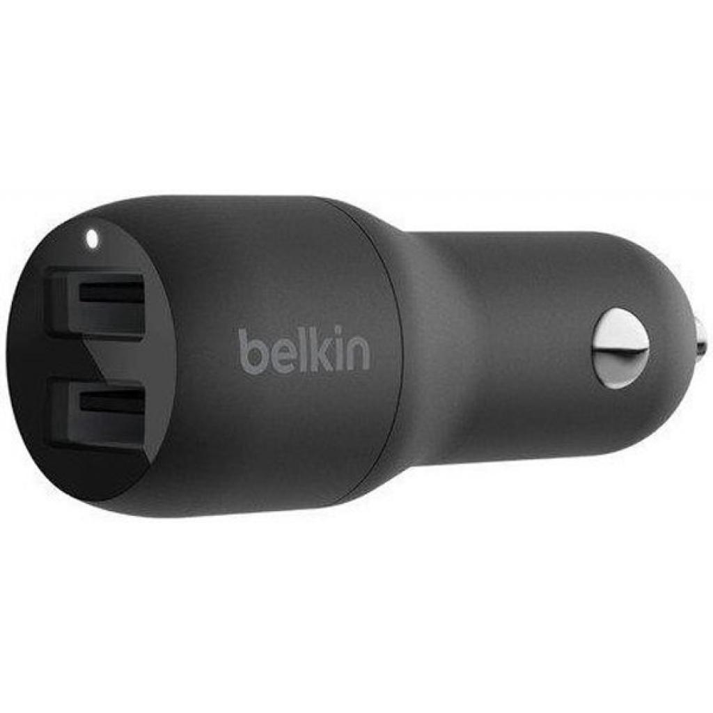 Автомобильное зарядное устройство Belkin Car Charger 24W Dual USB-A, USB-A - MicroUSB 1m Black (CCE002BT1MBK) - Фото 1
