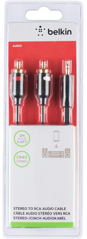 Кабель 3.5 мм - RCA Belkin F3Y116BT2M 2m Black-Gold - Фото 1
