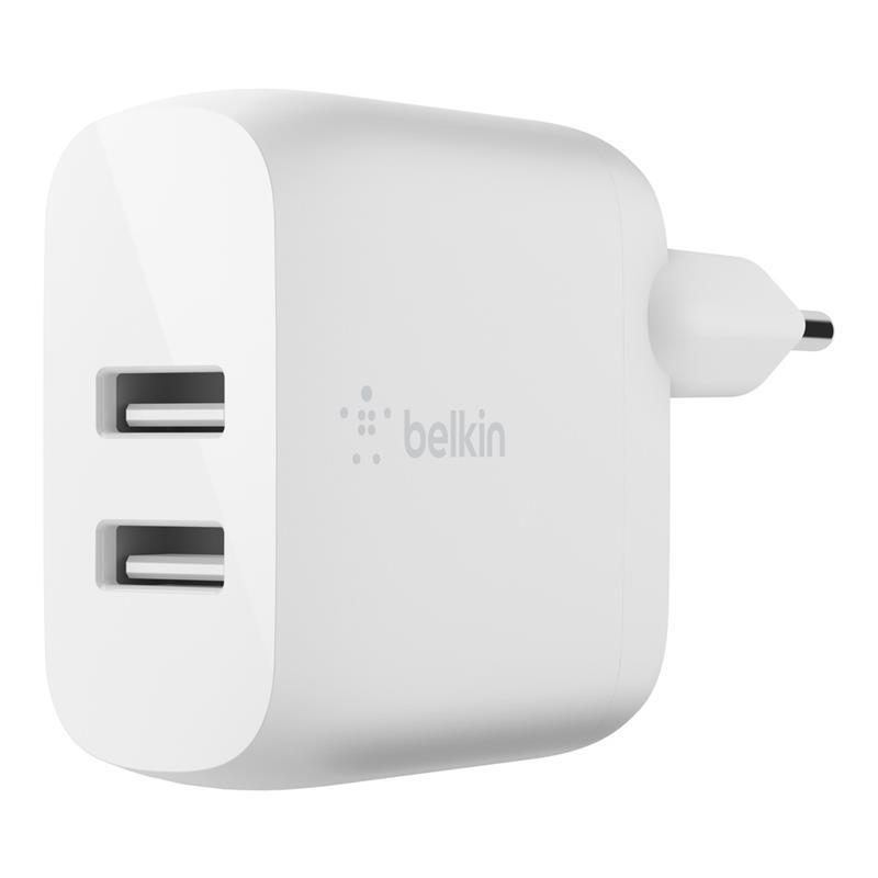 Сетевое зарядное устройство Belkin Home Charger (24W) Dual USB 2.4A White (WCB002VFWH) - Фото 1