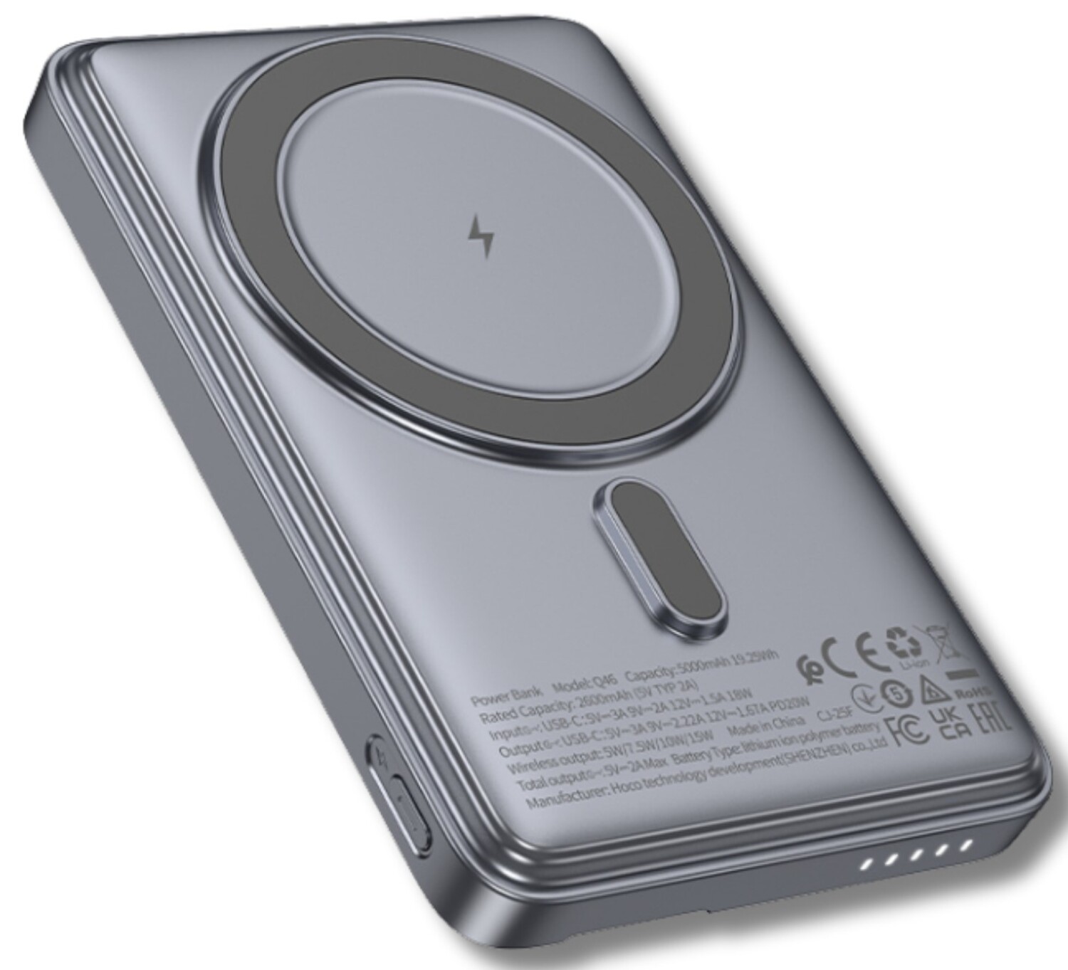 Батарея мобильная HOCO Q46 Title PD20W Magnetic 5000 mAh Grey (714988) - Фото 1