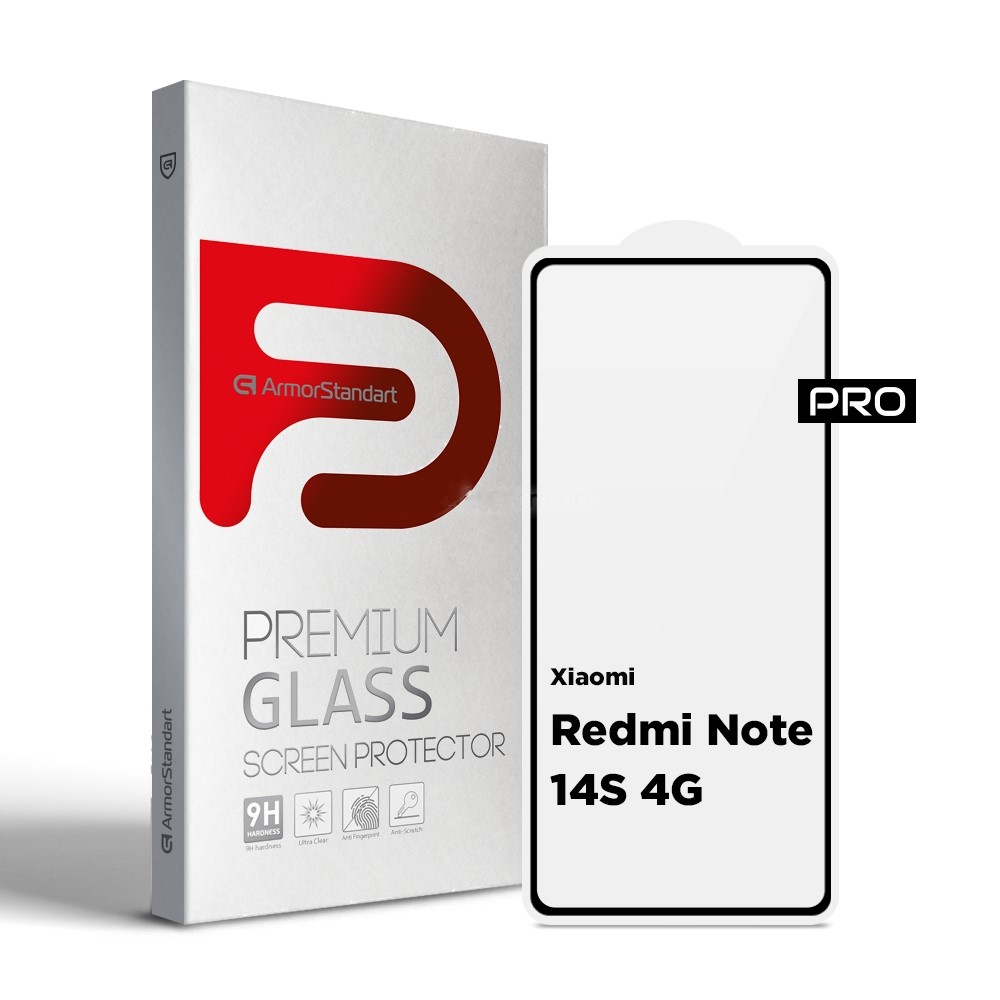 Защитное стекло для смартфона Armorstandart Pro for Xiaomi Redmi Note 14S 4G Black (ARM82035) - Фото 1