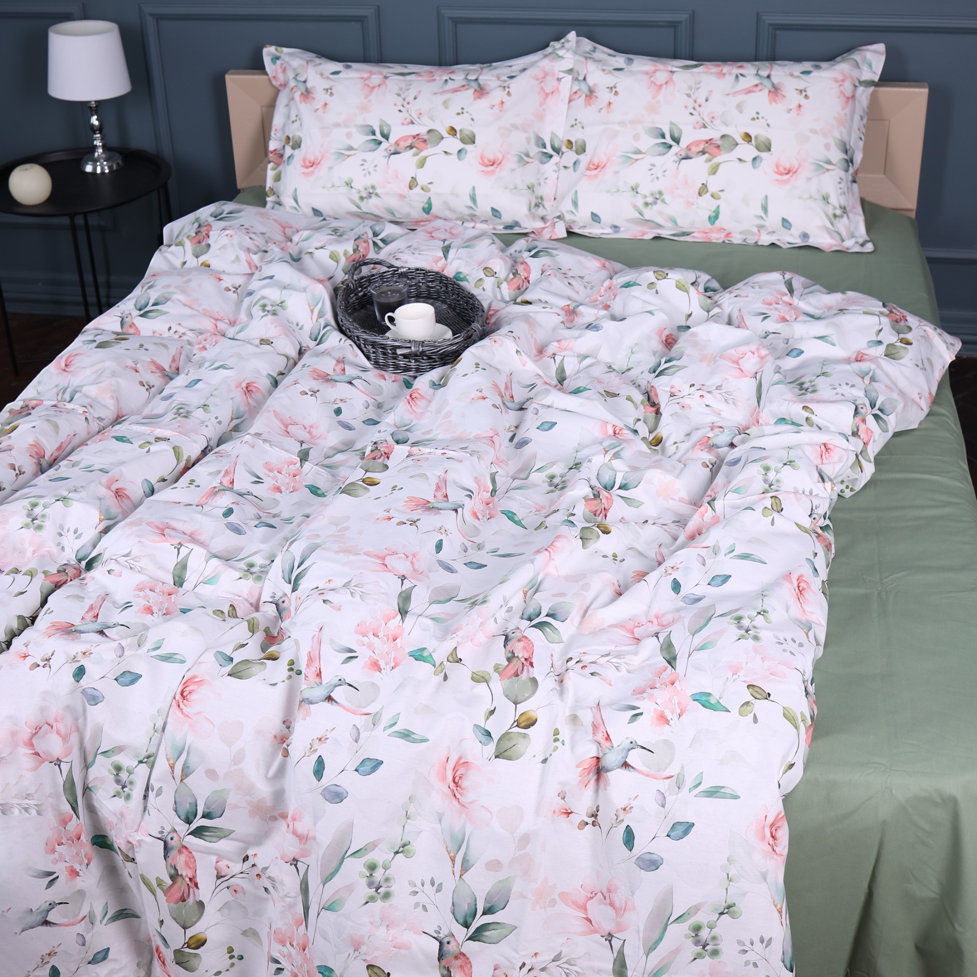 Комплект постільної білизни MirSon 175х210 см 00-9 Birds and Flowers Поплін (2200009709111) - Фото 1