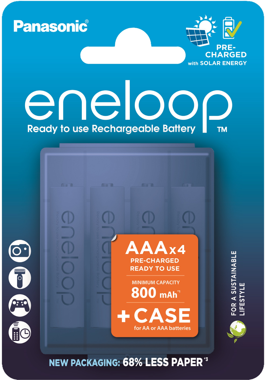 Аккумулятор тип AAA Panasonic Eneloop NI-MH  AAA 800 мАг, 4 шт. (BK-4MCDEC4CP) - Фото 1